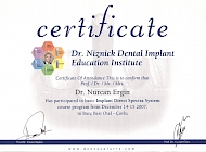 Dr. Niznick Dental Imlant Education Institute Certificate